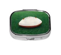 White Rugby Ball Square mini Pill Box, Travel Pill Box, can be Put into Wallet or Pocket to Store a Variety of Small Items