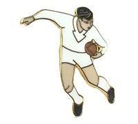 White Rugby Player Hard Enamel Lapel Pin Badge - Union - League - World