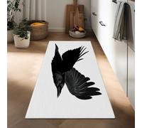 White Runner Rug Door Mats Indoor Non Slip Area Rug Runner 40 x 120 cm, Animals Flying Crows Kitchen Sink long Carpet for Hallway Kitchen Living Room Bedroom Entryway Indoor