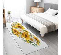 White Runner Rug for Hallway, 60 x 120 cm Heart-Shaped Sunflower Printed Washable Rug, Non Slip Long Hall Carpet Runners for Bedroom Entryway Kitchen Laundry Decor