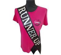 White Runner Up Competition Sash - Beautiful Black Satin Ribbon with Silver Holographic Glitter Lettering - 2nd Place - Second Place