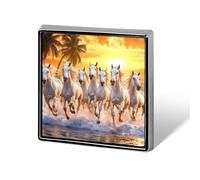 White Running Horses Sunset Brooch Pins 0.7" Metal Badge Jewelry Decor for Clothes Laple Tie Backpack Accessories