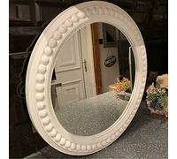 WHITE RUSTIC CIRCLE BEADED ELEGANT VINTAGE STYLE INDOOR/OUTDOOR LIGHT WIEGHT, DURABLE FRAME, ANY WEATHER ORNAMENT WALL MIRROR, BRUSHED GREY, 51cm
