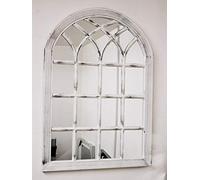 White Rustic Soho Window Style Mirror Elegant Vintage Hallway Mirror 50.5X71X2.5cm