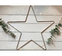 White Rusty Metal Star - Large White Rustic Hanging Outline Star - Garden Decor - Rusted Metal Wire Garden Art Ornament - Xmas Wedding Decoration - 80cm