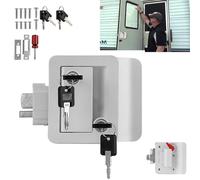 White RV Paddle Entry Door Lock Latch Handle Knob Deadbolt Camper Trailer with 4 Keys for Travel Trailers Cabin Interior