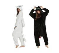 (White, S 140*155cm) Toothless Dragon White Black Onesie Adult Unisex Flannel Pajama Anime Cosplay Costume Train Your Night Fury Sleepwear V-mxbc