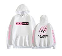 (White, S) Blackpink Kill This Love Pullover Hoodie Unisex Midweight Sweatshirt