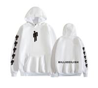 (White, S) Casual Unisex Hooded Sweatshirt Billie Eilish for Pullover Hoodie for Men Women