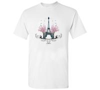 (White, S) Eiffel Tower Paris France Europe Romantic City Art Men T Shirt Tee Top