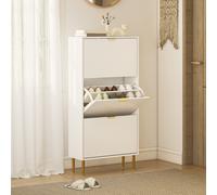 (White||S) HOMCOM Slim Shoe Storage Cabinet with Flip Drawers for Hallway