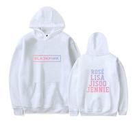 (White, S) Kpop BlackPink Hoodies Pullover Jisoo Lisa Rose Jennie Hooded Sweater Jumper