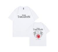 (White, S) Men's Summer Cotton T-Shirt, Game of Thrones, A Song of Ice and Fire, Three-Headed Dragon Print Short Sleeve T-Shirt