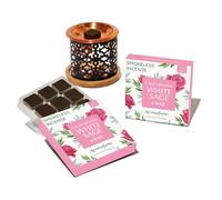 White Sage and Rose Smokeless Incense Bricks & Snowflake Burner, Aromafume
