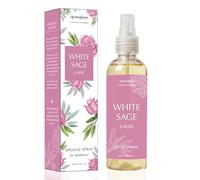 Aromafume White Sage & Rose Smudge Spray 100ml/3.3 oz | Sage Spray for Cleansing Negative Energy & Protection | Non-Toxic | Room Spray for Spiritual Cleansing, Smokeless Sage Smudging