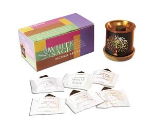 White Sage Incense Brick Gift Set by Aromafume | 12 Bricks & Tree of Life Exotic Burner | White Sage with Rose, Lavender, Palo Santo, Sandalwood, Frankincense | Sage for Cleansing, Smokeless Smudging