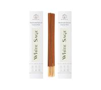 White Sage Incense Sticks for Cleansing - Total 50 Insence-Sticks - Dual Pack of 25 Incense 100% Natural, Handmade, Hand-Dipped - Organic, Charcoal-Free for Purification, Relaxation, Positivity