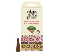White Sage & Lavender Native Soul Backflow Incense Cone - 16.5cm x 7cm (Pack of 12) - Unique Design, Enhance Relaxation & Meditation - Ideal for Home & Room Decor