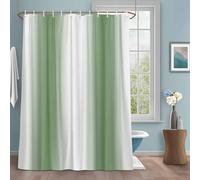 White Sage Shower Curtain with 12 Hooks Green Gradient Modern Ombre Art Waterproof Fabric Shower Curtains Sets for Bathroom Bath Decorations, Machine Washable, 36"x72"