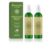 White Sage Smudge Spray for Spiritual Cleansing & Aura Protection, Sage Spray for Cleansing Negative Energy & Protection, Home & Meditation, Clear Quartz Reiki Energized Aromatherapy Room Mist 2X 4oz