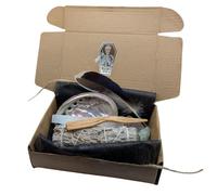 White Sage Smudging Kit with Crystals, Abalone Shell, Palo Santo, Feather & Selenite - Home Cleansing & Purification Set