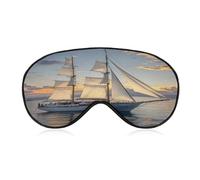 White Sailing Ship at Sunset Eye Mask Sleep Mask for Side Sleeper Women Men Pressure-Free & Light Block-Out Blindfold Soft Comfortable Eye Covers Breathable Blindfold Adjustable