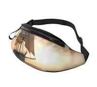 White Sailing Ship at Sunset Fanny Pack for Men Women, Fashion Festival Fanny Pack, Travel Sport Walking Waist Bag