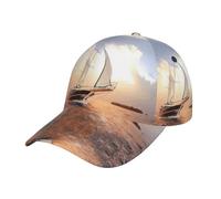 White Sailing Ship at Sunsetprint Stylish Unisex Sports Baseball Cap,Adjustable Summer Golf Cap,for Daily,Outdoor Sports