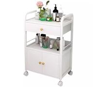 White Salon Trolley Cart with Wheels, Beauty Storage Cabinet, Barber Equipment, 1 Drawer & 1 Cupboard, 55x33x80cm - Perfect for Salons & Barbershops