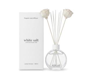 White Salt London Melbourne Ocean Breeze Reed Diffuser | 100ml Luxury Scented Reed Diffuser | Pure Essential Oils | Long-Lasting Home Fragrance for Bathroom, Bedroom & Living Room