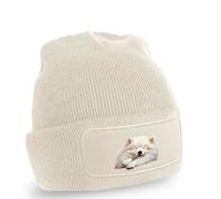 White Samoyed Dog Resting Smiling Graphic Illustration Beanie Samoyed Puppy Dog Lover Pet Animal Birthday Gift for Him and Her O/S