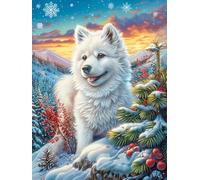 White Samoyed in A Winter Forest 1000 Piece Jigsaw Puzzle for Adults Teens Science Fiction Magical Dream Game Room Decor Fun Challenge Whimsical Design for Game Lovers 1000 PCS
