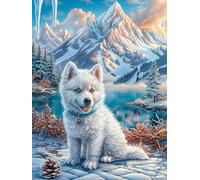 White Samoyed Puppy in A Snowy Forest 500 Piece Pack DIY Jigsaw Puzzle Wildlife Pet Collectors Ultra Difficult Educational Decorative Puzzle Gifts for Adults Birthday Sturdy Paperboard 500 PCS