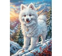 White Samoyed Puppy in The Snow 1000 Piece Jigsaw Puzzle for Adults Scenery Science Fiction Jigsaw Puzzle Lover Must Have Family Activity Colourful Design Ideal Birthday Present 1000 PCS