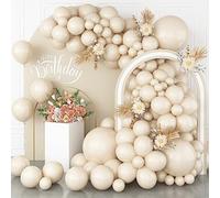 White Sand Balloons, 113Pcs Different Sizes Cream Beige Balloon Garland Arch Kit 18/12/10/5 Inch, Matte Retro Sand White Neutral Latex Helium Balloons for Birthday Wedding Anniversary Party Decoration