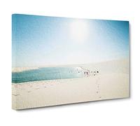 White Sand Beach In Brazil By Canvas Print | Gallery Wrapped 30mm Frame Wall Art | 20x14 inches | Ready to Hang | Coastal Seascape Picture | Living Room Bedroom Lounge Office
