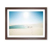 White Sand Beach In Brazil By Modern Art Framed Wall Art Print, Ready to Hang Picture for Living Room Bedroom Home Office Décor, Walnut A4 (34 x 25 cm)