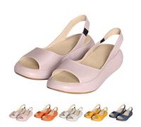 White Sandals Sandals for Women UK Ladies Orthopedic Sandal Beach Travel Flat Slippers Ladies Wedge Slingback Walking Shoes Memory Foam Mid Heels Fashion Summer Slipper (Pink, 7)