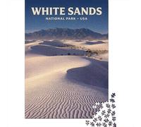 White Sands National Park Poster Travel Puzzle 1000 Pieces, Retro Travel Poster Artwork, Interlocking Paper Pieces, Family Night Game for Puzzle Lovers, 38x26cm/1000pcs