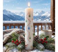 White Santa and Bauball Advent Pillar Candle 5 - hristmas Countdown Candle, 70hr Burn, Festive Candle for Table, Mantelpiece & Seasonal Décor
