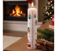 White Santa and Bells Advent Pillar Candle 4 - Christmas Countdown Candle, 70hr Burn, Festive Candle for Table, Mantelpiece & Seasonal Décor