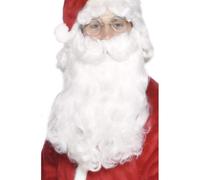 White Santa Beard Deluxe Curly Mens Christmas Fancy Dress Accessory