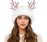 White Santa Claus Hat for Adult Christmas Elk Reindeer Hats Luxury Plush Xmas Hat with a Pompom Unisex Classic Velvet Thicken Holiday Hats Headdress Accessory New Year Party Headwear for Men Women