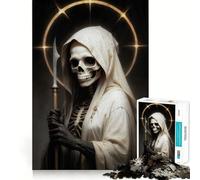 White Santa Muerte 1000 Piece Jigsaw Puzzles Mind Challenge Toy High Precision Die Cut Amusing Challenge for Waiting Time (38x26cm)