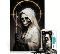 White Santa Muerte Jigsaw for Teenagers 1000 Pieces Mind Boost Fun Clean Cut Sturdy Components Heartwarming Gathering Activity (38x52cm)