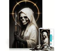 White Santa Muerte Jigsaw Puzzle 1000 Pieces Mental Focus Game Precision Cut Smooth Edges Absorbing Activity for Quiet Nights (50x75cm)