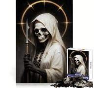 White Santa Muerte Jigsaw Puzzles for Adults 1000 Piece Mental Exercise Mindful Leisure Snug Lock (38x52cm)