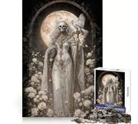White Santa Muerte with Owl And Roses 1000 Pieces Puzzles for Adults Cognitive Boost Mindful Escape Tight Lock (50x75cm)