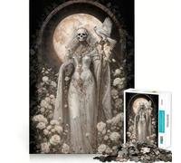White Santa Muerte with Owl And Roses Jigsaw Puzzle 1000 Piece Creative Skill Toy Clean Cut Sturdy Components Travel-friendly Brain Game Gift (38x52cm)
