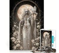 White Santa Muerte with Owl And Roses Jigsaw Puzzle 1000 Recall Fun Play Advanced Laser Cutting Tech Holiday Indoor Entertainment Toy (50x75cm)